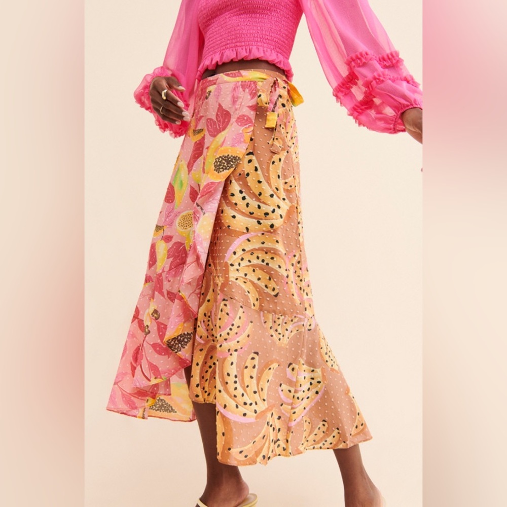 FARM Rio Twice the Prints Midi Skirt (Size L)